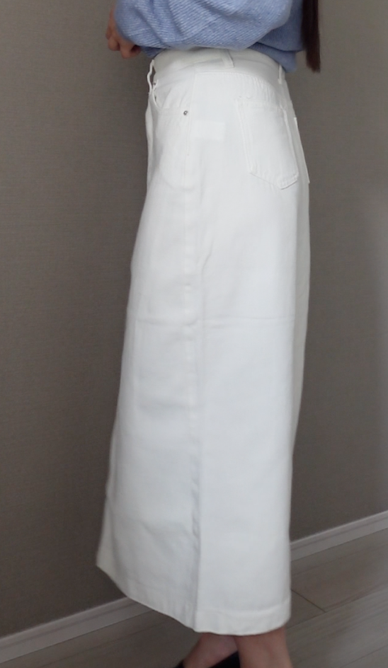 white denim deep slit long skirt(ホワイトデニムロングスカート)-